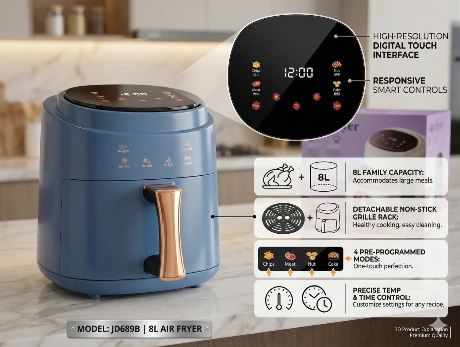 XORQO TECH JD689B 8 Litres Air Fryer - image 2