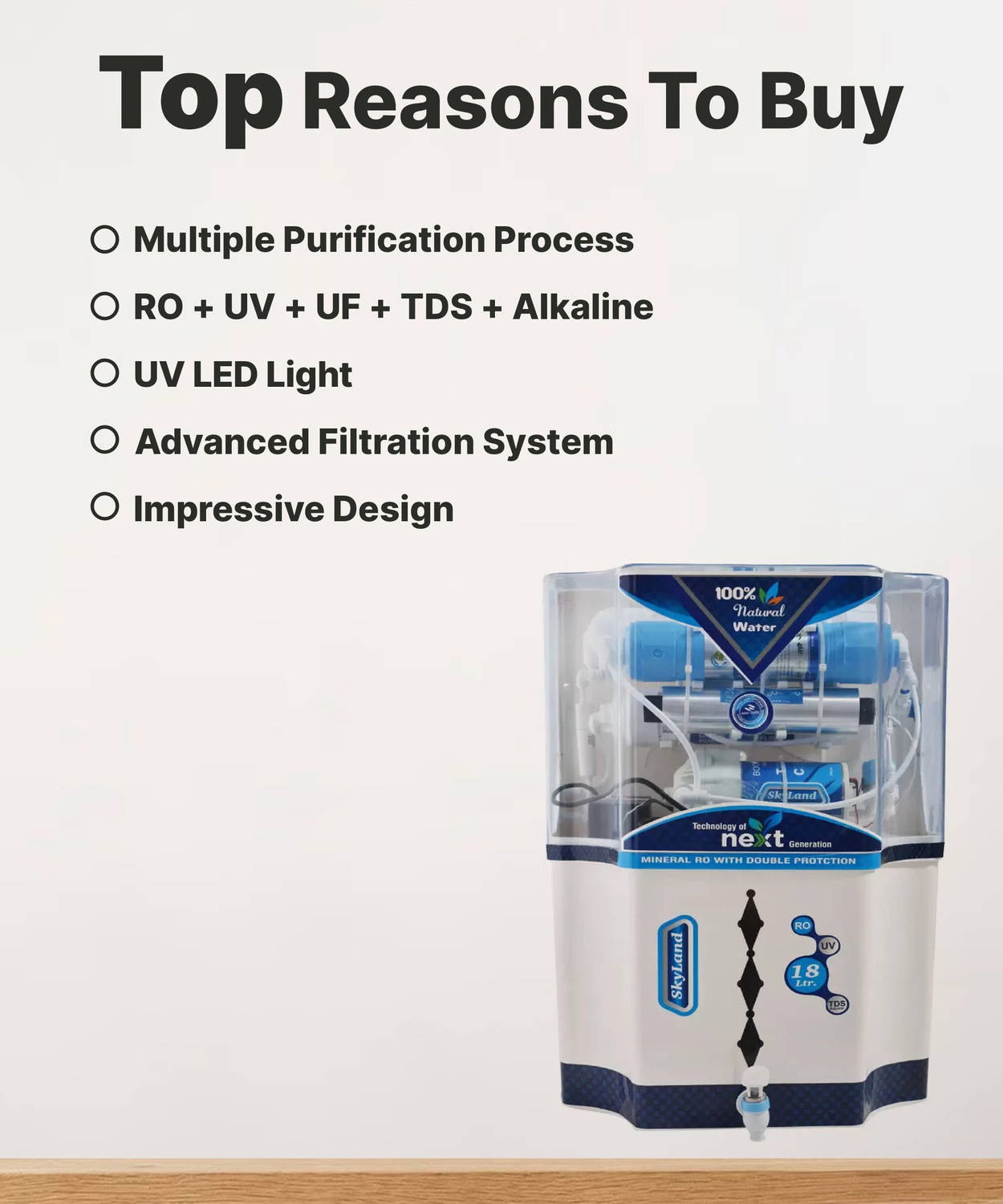 Aquagrand SKYLAND NATURAL ALKALINE VITAMIN RO + UV + UF Water Purifier - image 3