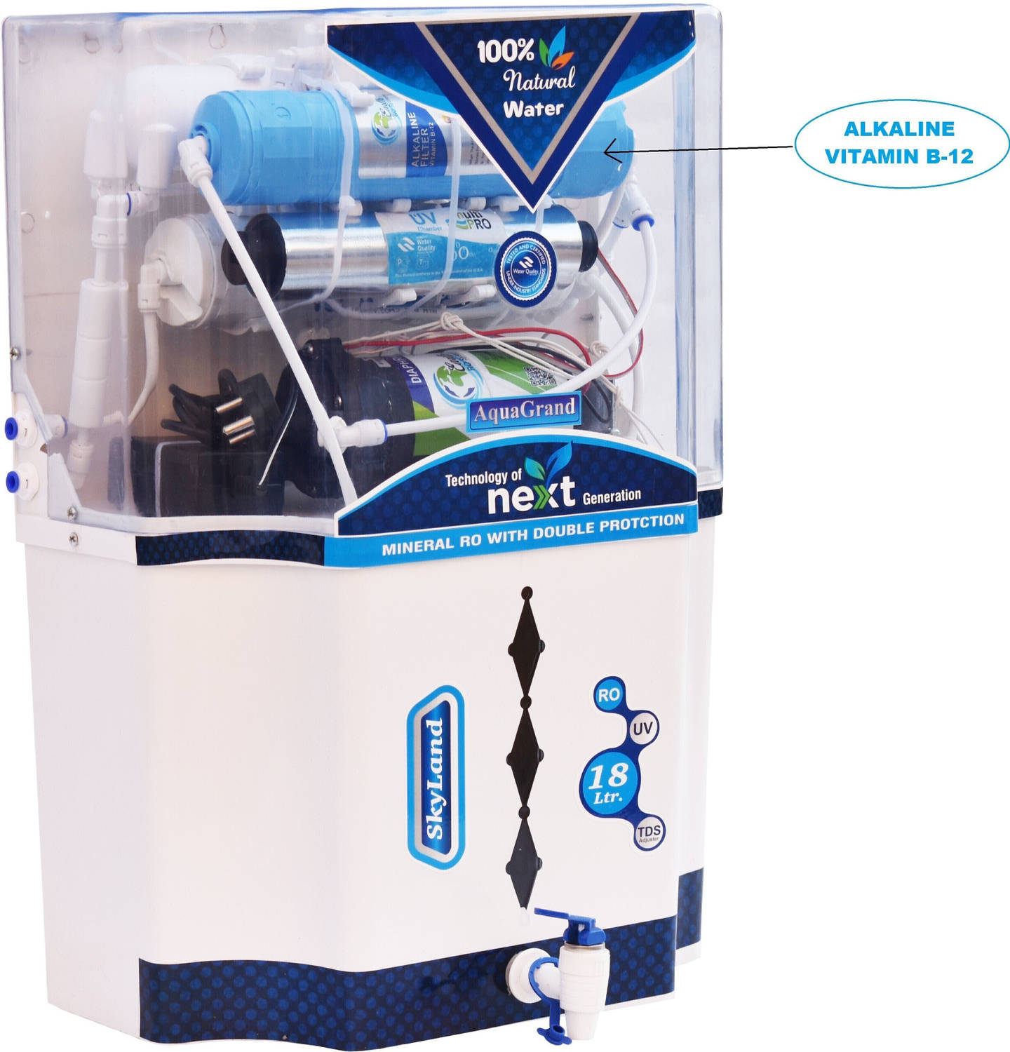 Aquagrand Opel Alkaline + RO + UV + UF Water Purifier Skyland - image 2