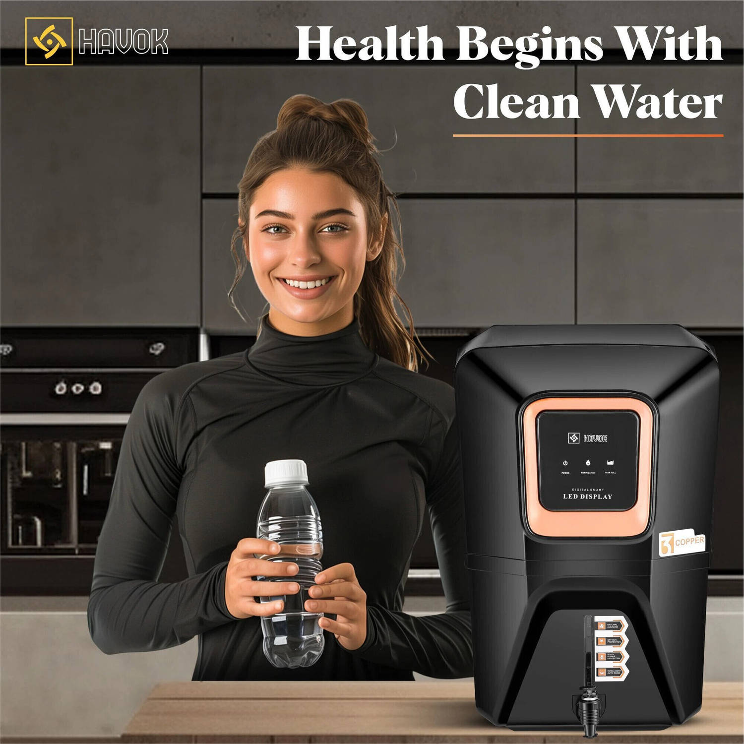 Havok Digitel RO + UV Water Purifier Water Purifer With Free Pre Filter - image 4