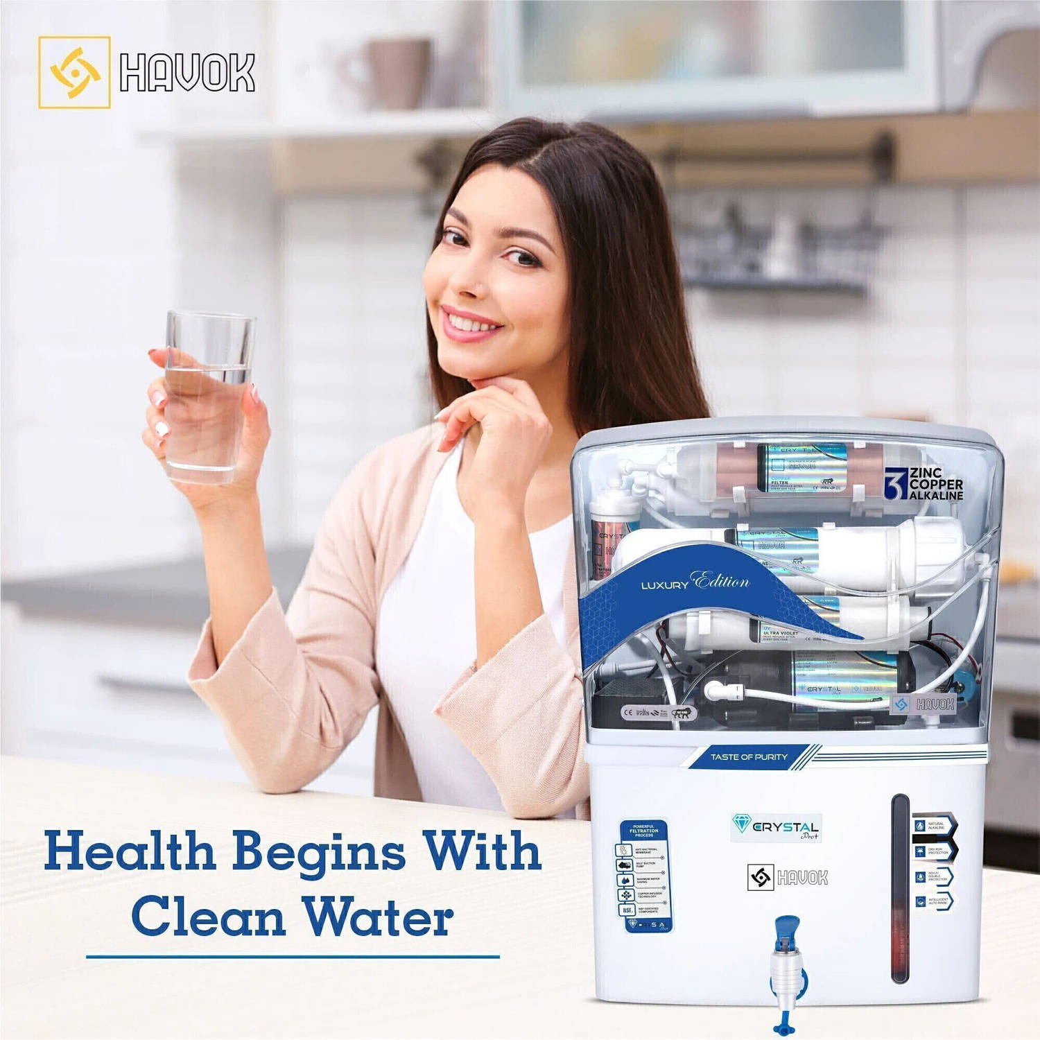 Havok Water_Purifier_White RO + UV + UF Water Purifier - image 2