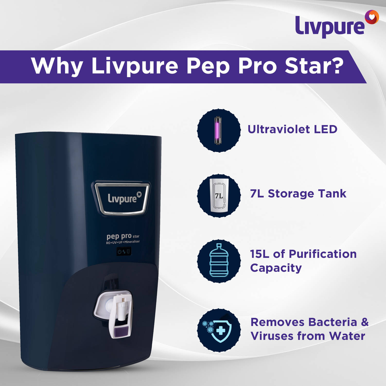 Livpure LIV-PEP-PRO-STAR. RO + UV + UF Water Purifier - image 4