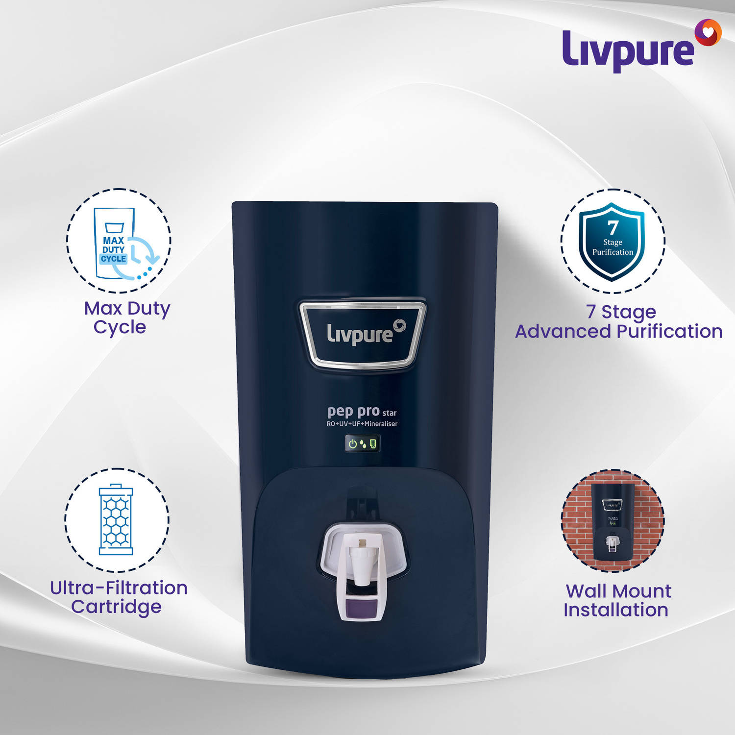 Livpure LIV-PEP-PRO-STAR. RO + UV + UF Water Purifier - image 5