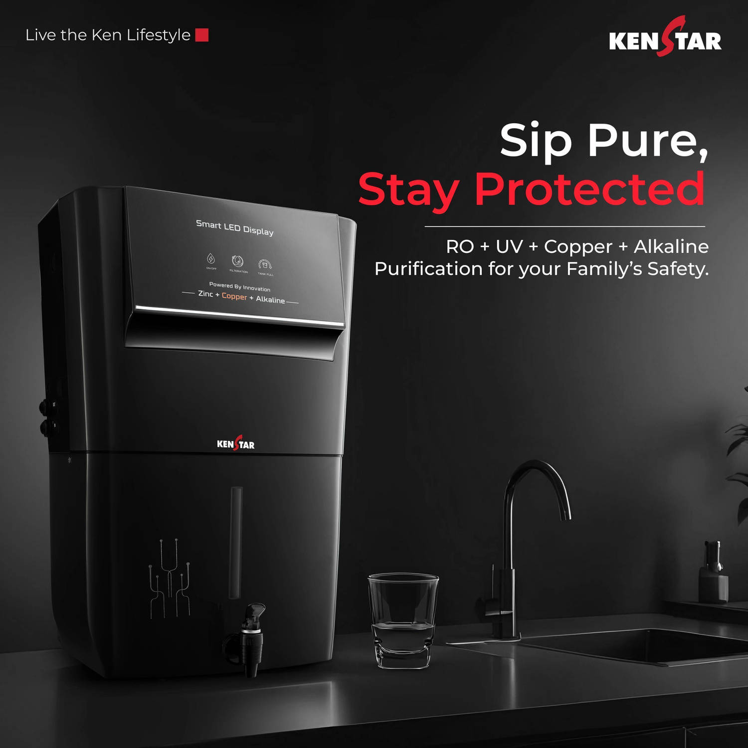 Kenstar Black Pureza RO + UF + UV Water Purifier - image 2