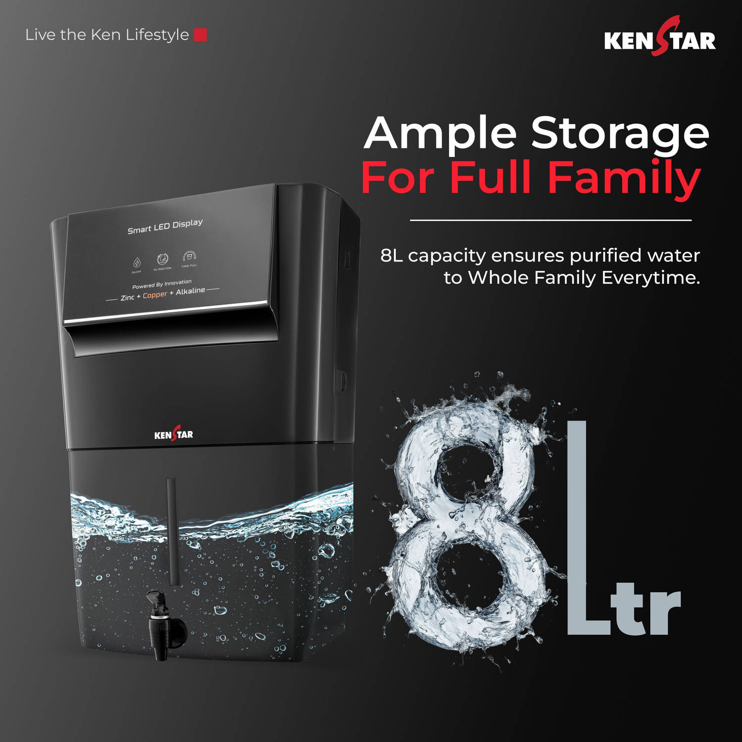 Kenstar Black Pureza RO + UF + UV Water Purifier - image 4