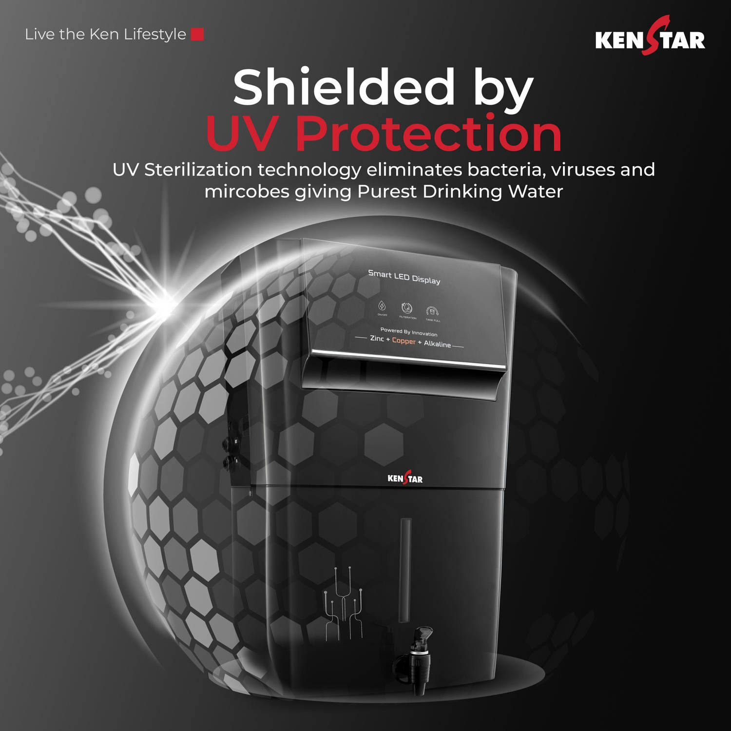 Kenstar Black Pureza RO + UF + UV Water Purifier - image 6